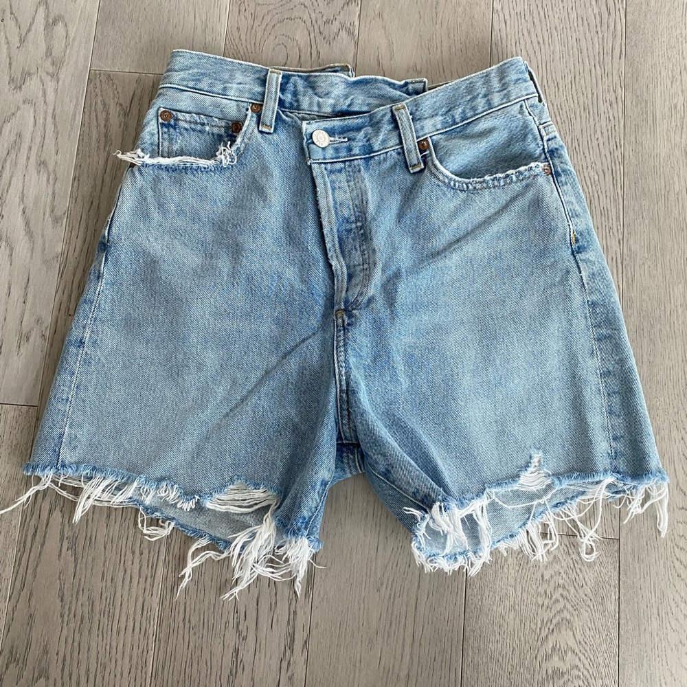 Agolde Criss Cross Denim Shorts